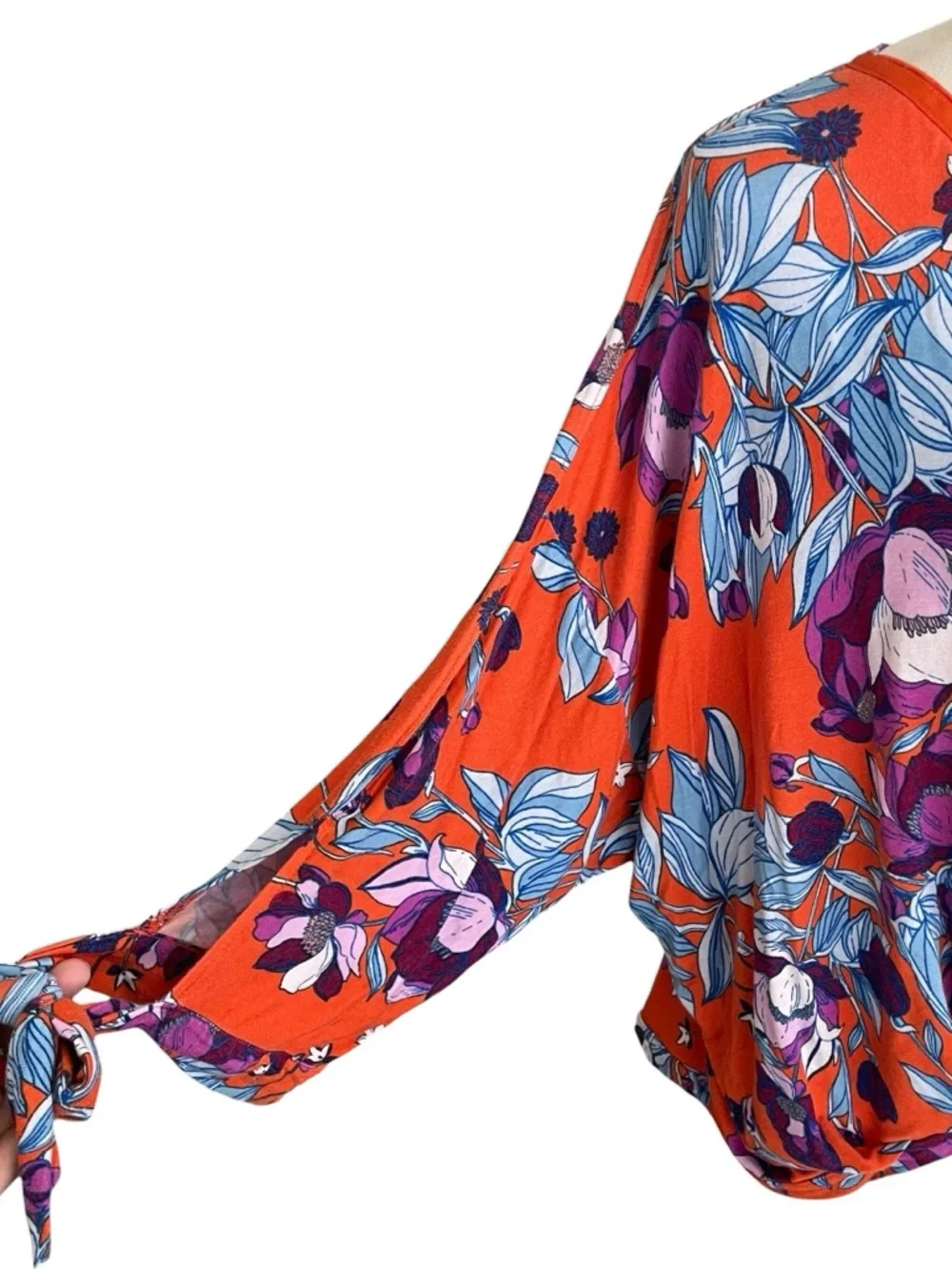 Free‎ People Floral Top S Tie-Sleeve Coastal Resort Wear Beach Cottagecore Chic